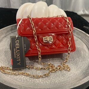 DE LUXITY  Red Quilted Chain Bag